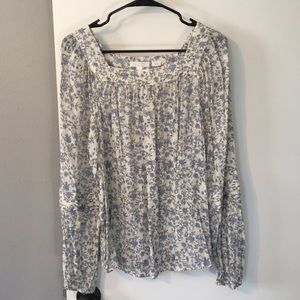Ivory flowered long sleeve top